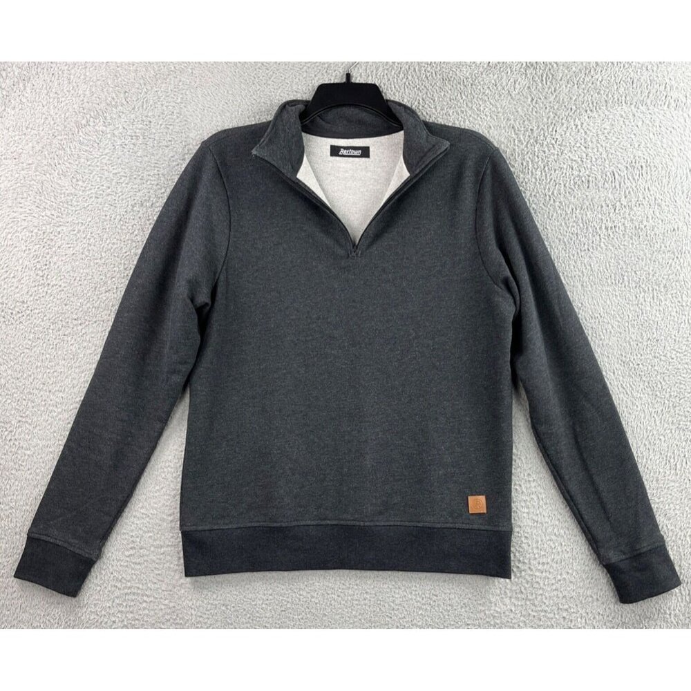 Revtown 1/4 Zip Sweatshirt Mens Medium Gray Mock Neck Fleece Comfort Minimalist